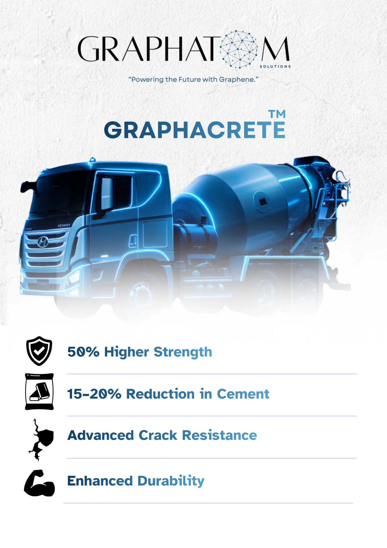 Graphacrete brochure, page 1: key benefits